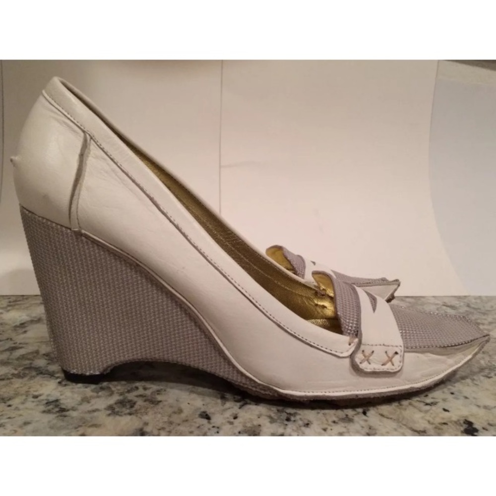 Jessica Bennett vintage wedge pumps white 9.5 M